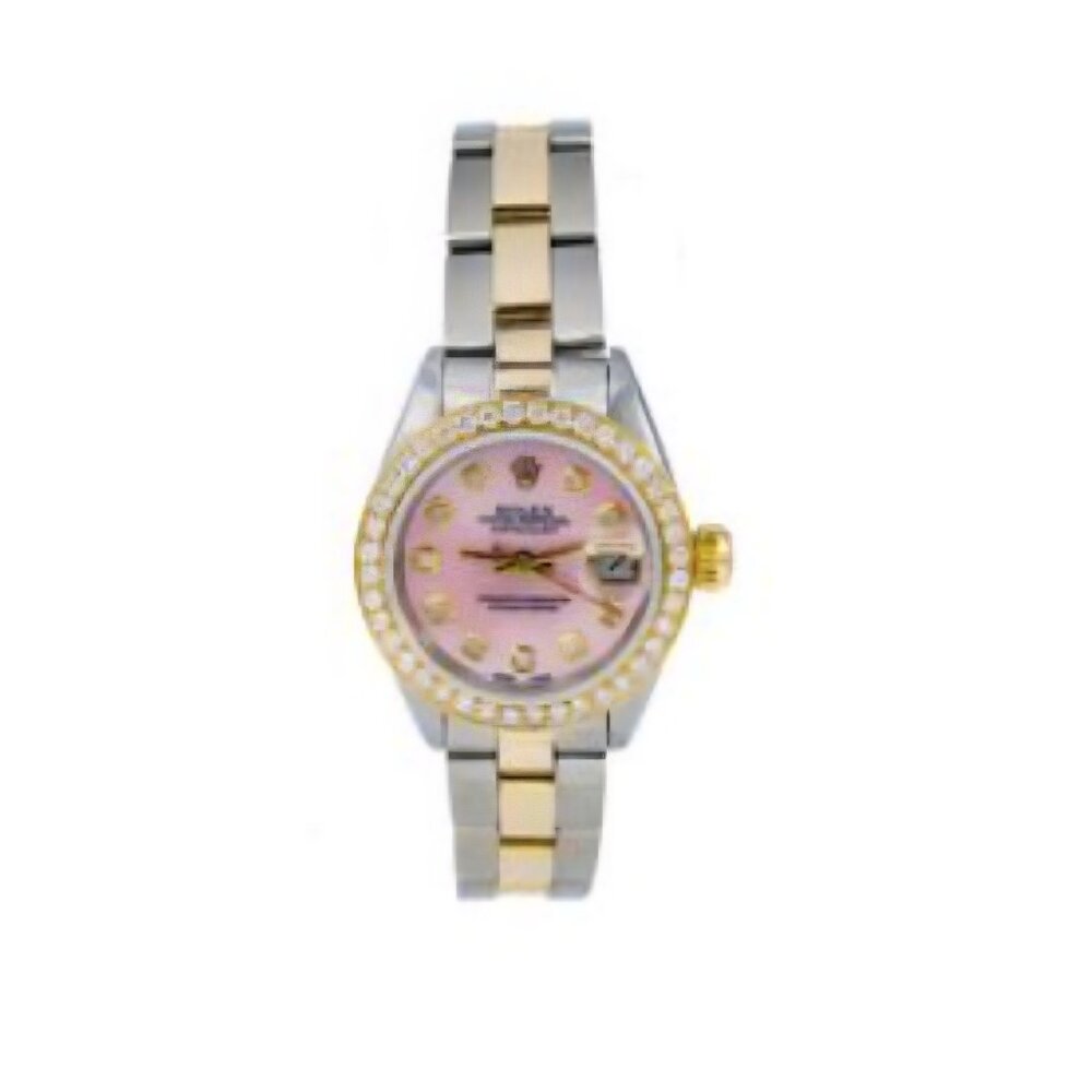 Rolex Datejust ref 6916 26mm two tone band pink dial diamond bezel, mildly used
